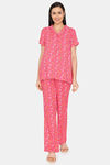 Zivame Maternity Floral Pop Woven Pyjama Set - Coral Paradise — thumbnail 2